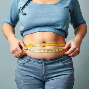 Person measuring waist with tape for weight loss progress