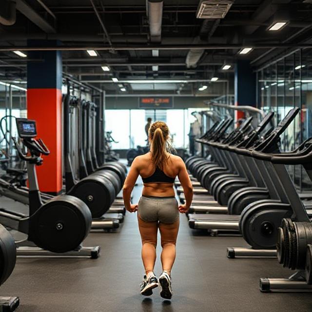 Modern gym interior with various exercise equipment, focusing on weight loss