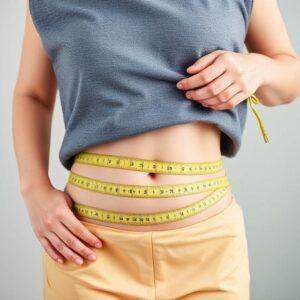 Person measuring waist with a tape, symbolizing a weight loss solution