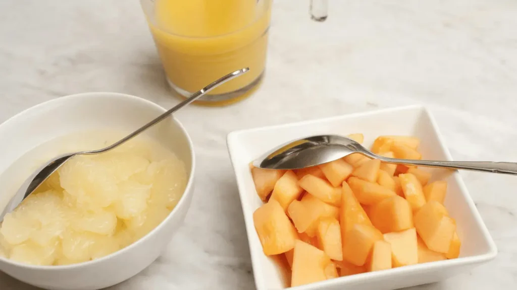 Morning boost: Cantaloupe served two ways for a vitamin-packed and hydrating experience.