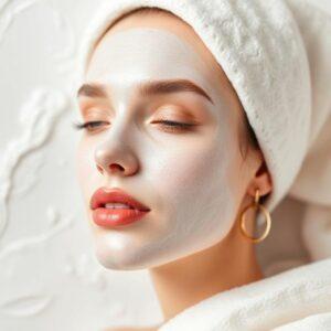 Female applying moisturizer as part of skin care routine